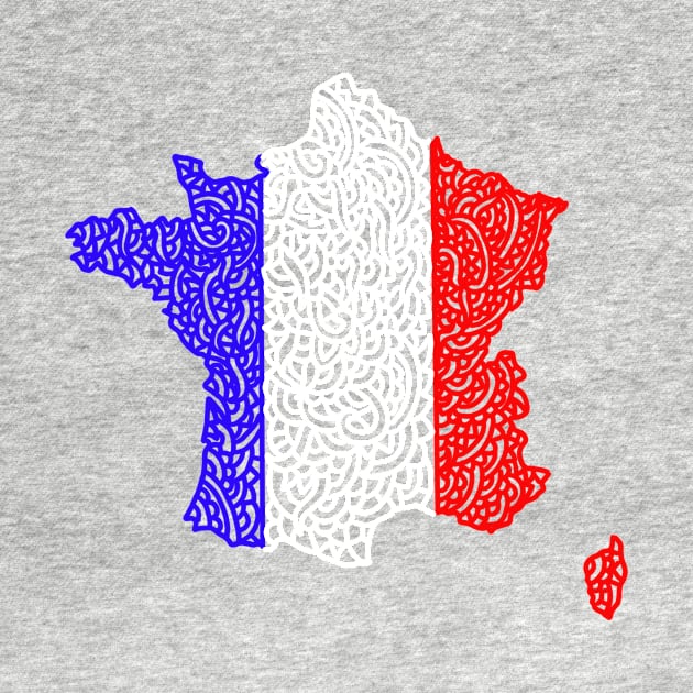 France Map and Flag by Naoswestvillage